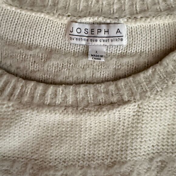 Joseph A Ivory & Light Gray Striped Sweater Size L - Picture 7 of 10